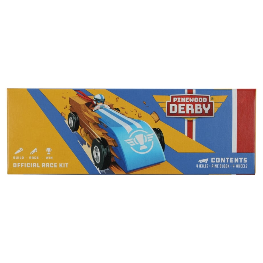 Official Pinewood Derby Car Kit - Includes Wood Block, Wheels, and