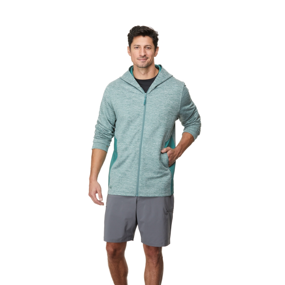 LizardHead Men's Spur Full Zip Hoodie, Deep Sea, Dutch Blue, Black