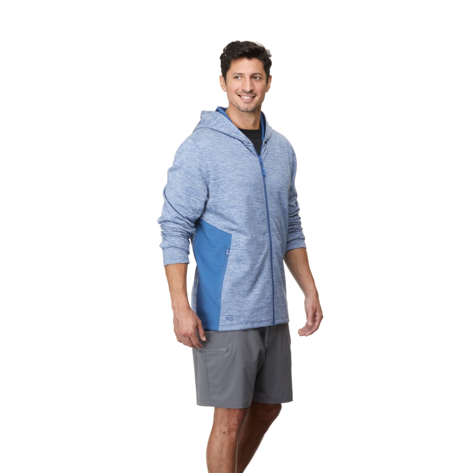 LizardHead Men's Spur Full Zip Hoodie, Deep Sea, Dutch Blue, Black