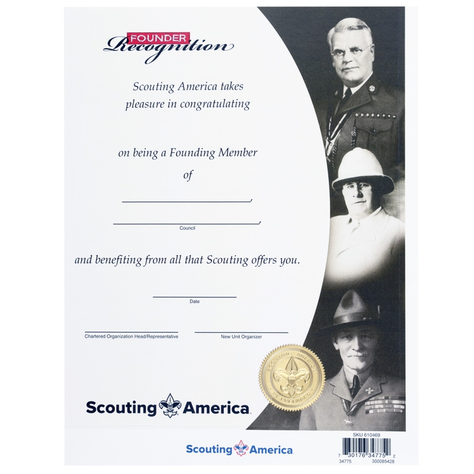 Founders Award Wall Certificate