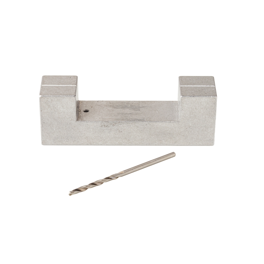 Pinewood Derby Pro Body Tool II includes drill bit to accurately drill axle holes