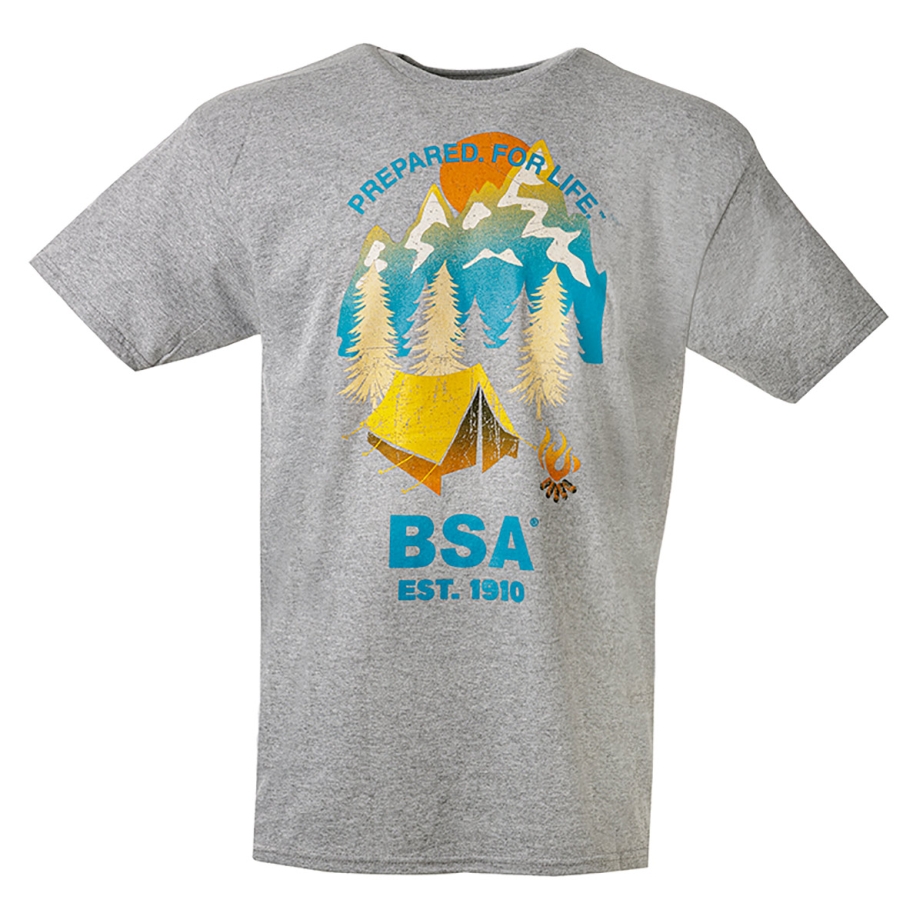 Scouts BSA Camping T-Shirt in Heather Gray