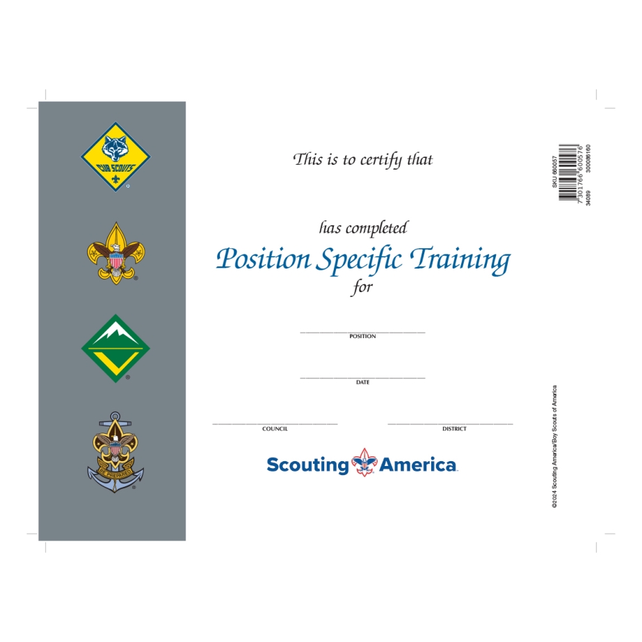 Scouting America Position Specific Training Certificate
