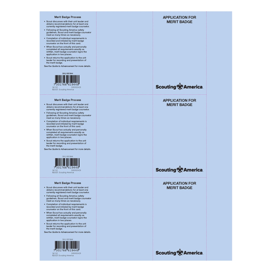 Merit Badge Application, 3up