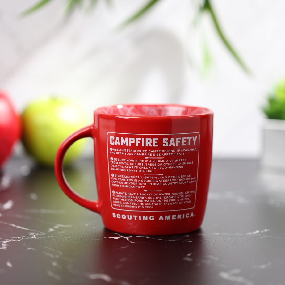 Scouts BSA Campfire Safety Stoneware Mug 18 oz, Red