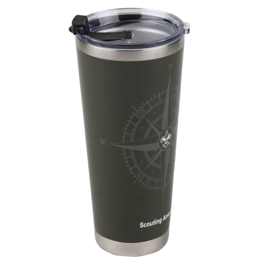 SASSAFRASササフラスBOTANICAL EAGLE SCOUT HALF Scouting America Fleur De Lis 32 oz Compass Tumbler, Green