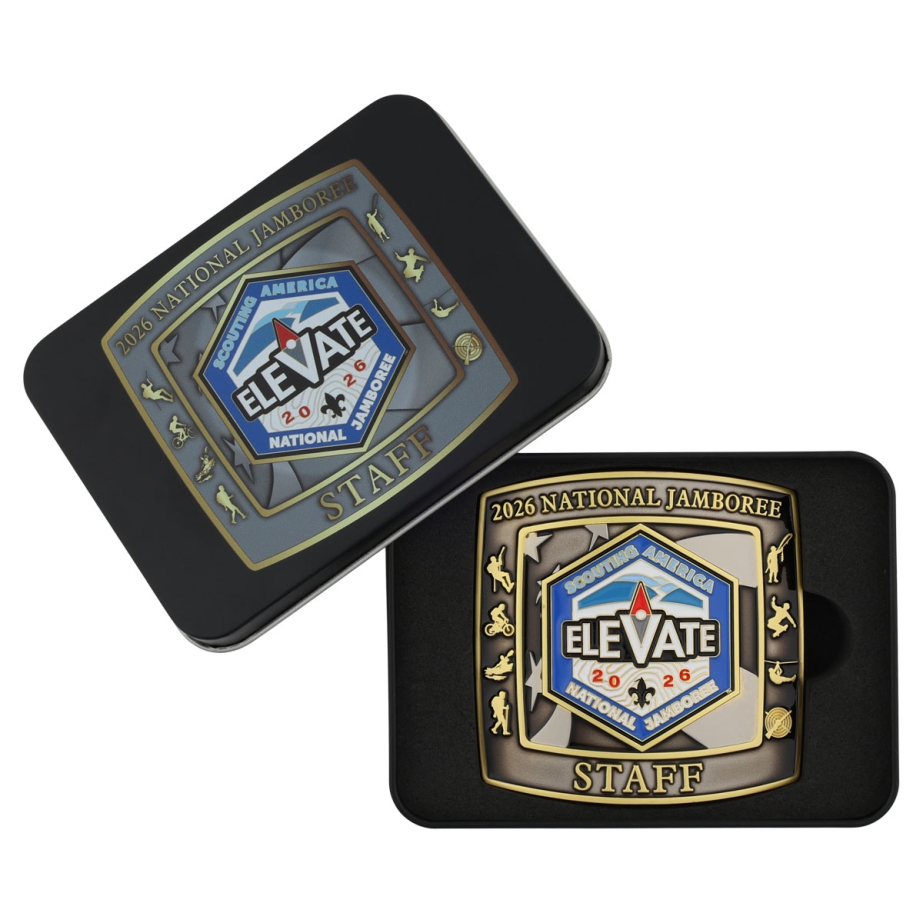 2026 National Jamboree Official Staff Belt Buckle with Custom Tin