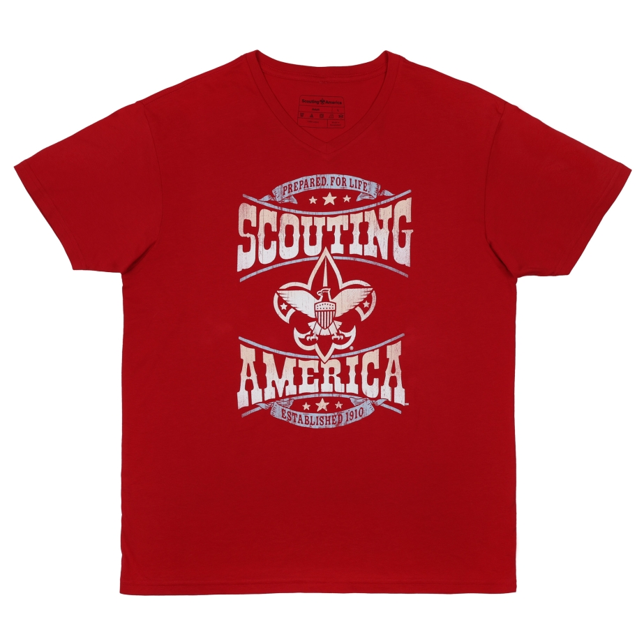 Scouting America Faded V-Neck Tee - Adult S-2XL