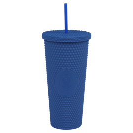 Eagle Scout Rubberized Tumbler with Straw, Blue-24oz