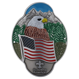 US Flag with Eagle Hiking Staff Shield