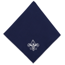 Scouting America Neckerchief, Navy with Silver    Embroidery
