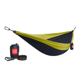Grand Trunk Double Deluxe Hammock w/Straps, Collegiate Navy/Chartreuse