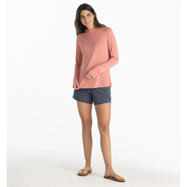 Free Fly Apparel Bamboo Lightweight Hoodie II, Bright Clay/Clear Sky - Women's XS-2XL