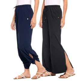 Coolibar Petra Wide Leg Pant in Navy and Black