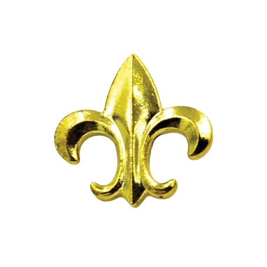 Scouts BSA Scout Rank Parent Pin, gold metal fleur-de-lis design with butterfly clutch back.