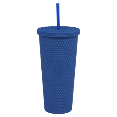 Eagle Scout Rubberized Tumbler with Straw, Blue-24oz