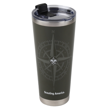 Scouts BSA Fleur De Lis 32 oz Compass Tumbler,    Green