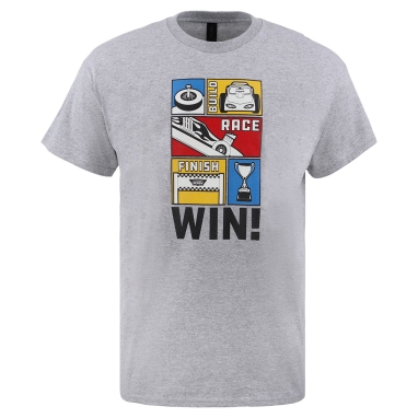 Pinewood Derby Build, Race, Win Tee - Adult S-2XL