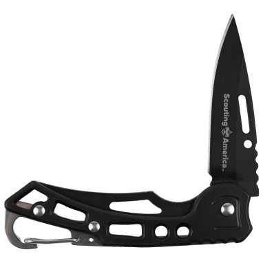 Scouting America Matte Black Carabiner Knife, 3.75" Blade