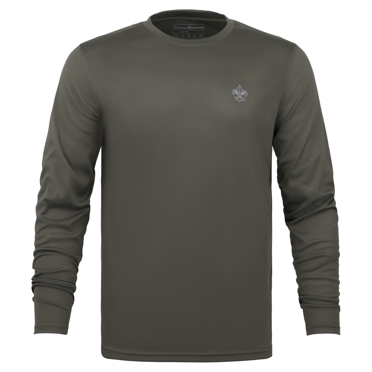 Scouts BSA Performance Long Sleeve Shirt, Olive - Adult S-3XL